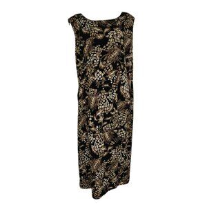 Laura Scott Dress Womens Plus‎ Size 26W Black Brown Floral Sleeveless Pencil